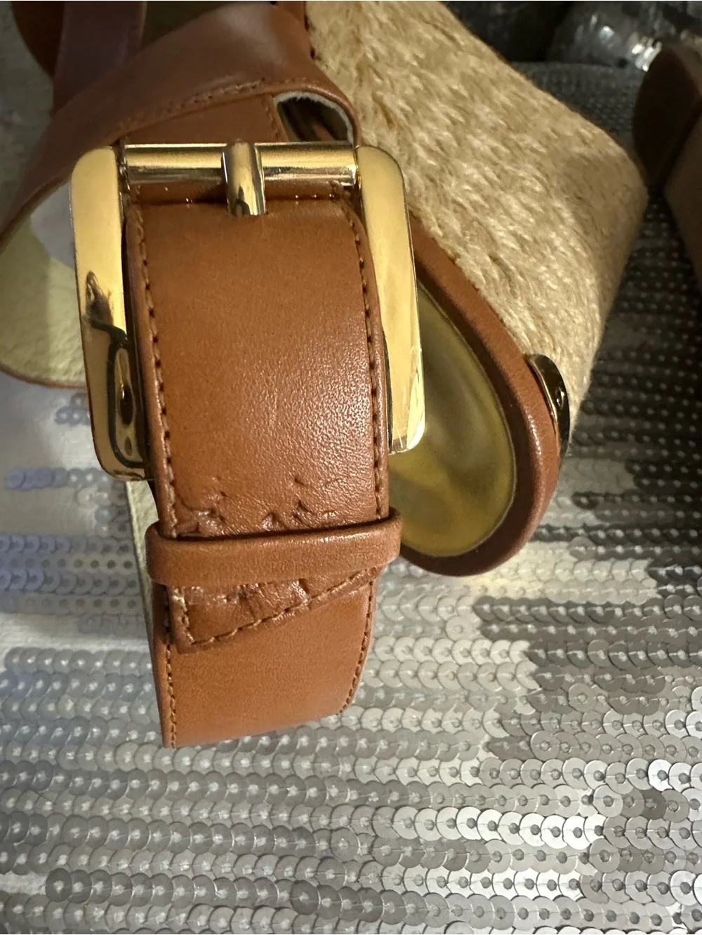 MICHAEL Michael Kors Tan Brown Espadrille Wedge Sandals